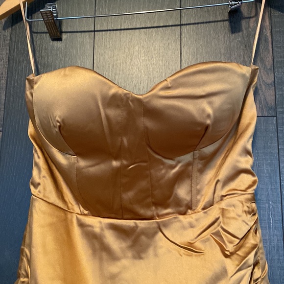 Naked Wardrobe The Statement Gold Bustier Dress - Picture 2 of 7